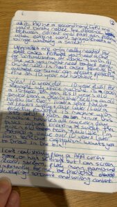 Photo of page 2 of the hand written blog above